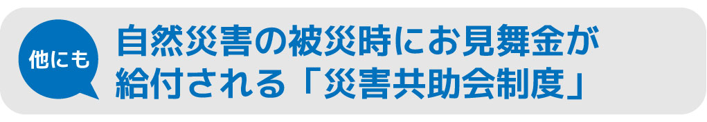 自然災害の被災時にお見舞金が 給付される「災害共助会制度」